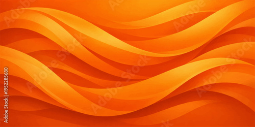 An abstract orange background featuring a golden summer wave pattern with a silk texture and floral rose curves creates a vibrant vector illustration for a modern wallpaper design