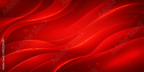 Smooth red silk fabric creates a luxury abstract background with soft flowing waves and an elegant satin texture design