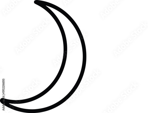 Simple Crescent Moon Line Art Illustration