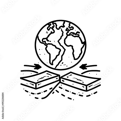 Illustrative depiction of Earth's tectonic plates in motion, showcasing the powerful geological forces that lead to seismic activity and planetary shifts