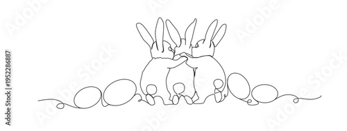 paskah.epsbunny and easter eggs line art