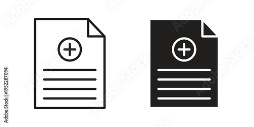 Medical record icon with black color and editable vector