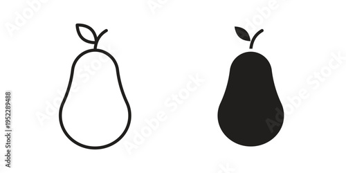 Pear icon with black color and editable vector
