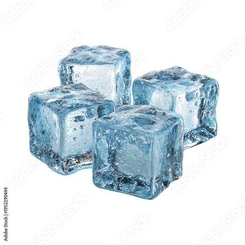 Professional Three Ice Cube 3D Render Icon on White Background for Creative Designs