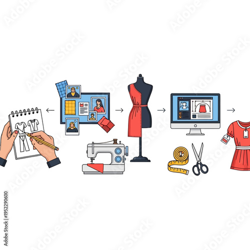 Fashion Design Process: Sketching, Sewing, Draping, Digital Design to Finished Dress