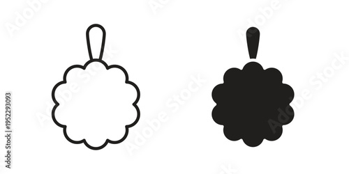 Shower sponge ball icon with black color and editable vector
