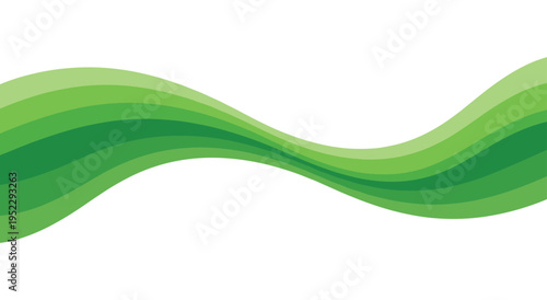 Green wavy abstract background with smooth flowing layers