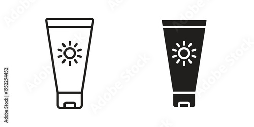 Sun cream icon with black color and editable vector