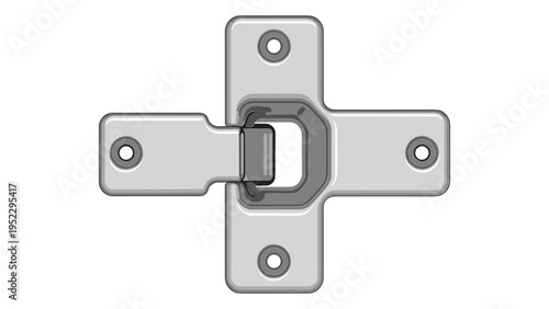 Metal latch mechanism with screws isolated on white background