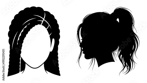 Silhouette of braided hair and ponytail hairstyles for women