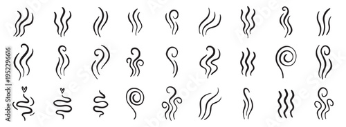 hot steam icon design line element, doodle smell sign, wave symbol. hot drink lines