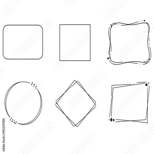 Minimalist hand drawn geometric frames collection for modern design and social media