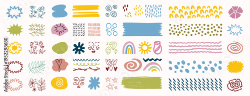 pastel abstract cute color shape aesthetics collection. geometric mephis style elements for girl set. Colorful childish and nature shapes isolated on white background. 