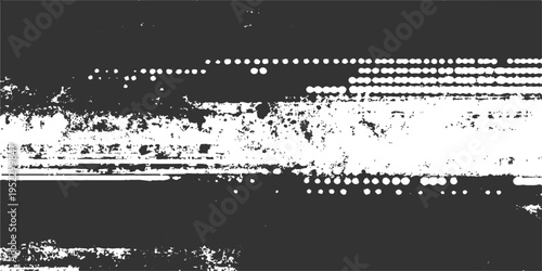 Abstract grunge in grayscale featuring various glitch textures, digital noise, static, and pixelation create a compelling visual narrative.