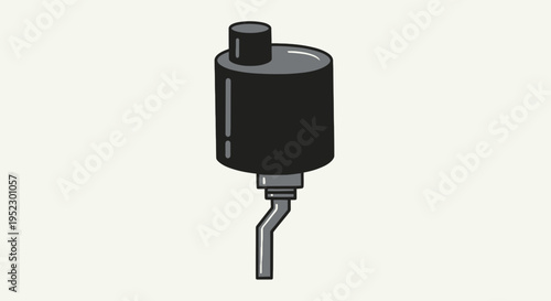 A simple, stylized illustration of a cylindrical, dark gray object with a pipe attachment