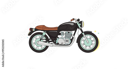 A vector illustration of a black and brown cafe racer motorcycle