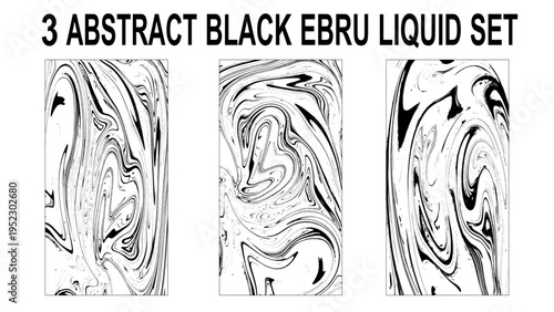 Set of 3 black and white abstract backgrounds vector illustration