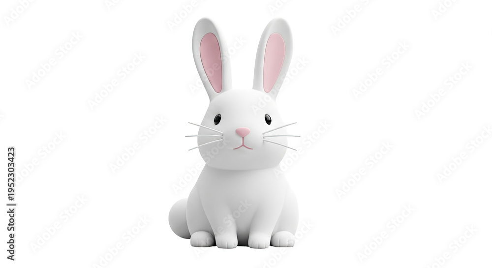 Fototapeta premium Cute White Bunny Rabbit with Pink Inner Ears