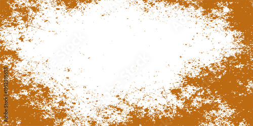 A dynamic orange juice splash creates an abstract food art pattern against a textured grunge paper backdrop featuring aged rusty metal surface details and antique paint decoration