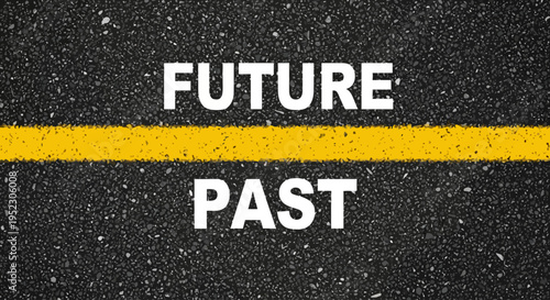 Visual metaphor for time's flow a road clearly segmenting past from future, representing life's journey, continuous progression, and pivotal choices