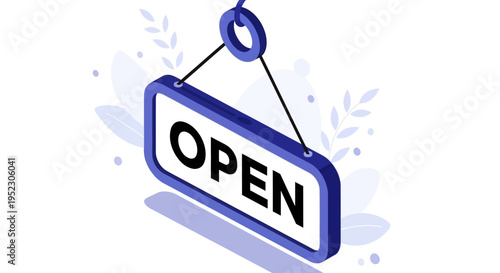 An open sign hanging from a chain, symbolizing business, commerce, and welcome for customers, indicating a shop is ready for business
