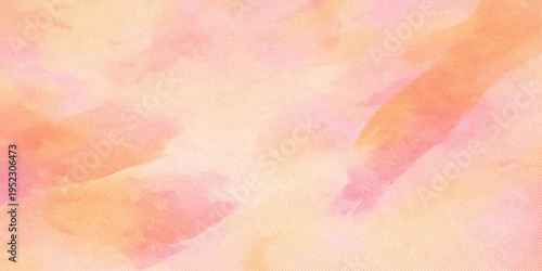 Vintage paper textured with an abstract colorful watercolor painting featuring a grunge artistic design in pastel pink, orange, and fire yellow paint