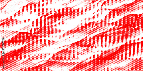 Close-up abstract macro of red silk fabric texture with a sweet candy pink pattern and soft white feather details for a festive Christmas background