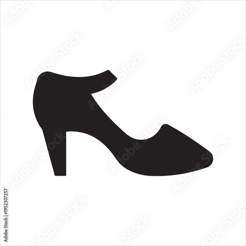 Women classic high heel shoe icon. Elegant fashion footwear concept. Monochrome black and white symbol
