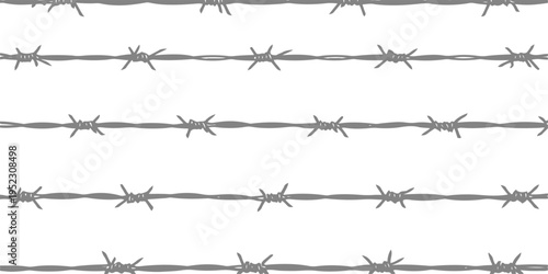 A sharp metal barbed wire vector fence isolated on a white background symbolizes security and a prison border barrier for protection