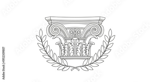 Detailed Ancient Greek Architecture Column Capital.