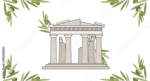 Ancient Greek Temple Architecture Design.