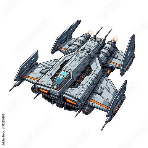 Futuristic Sci-Fi Spaceship with Advanced Propulsion System