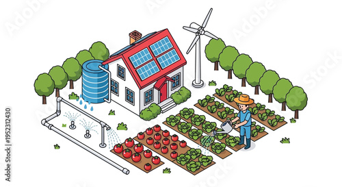 Sustainable living a home with solar panels garden and renewable energy sources