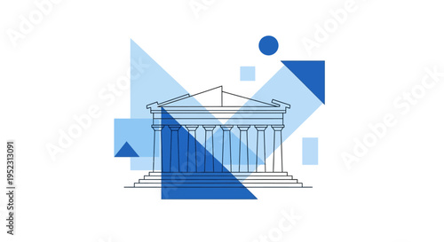 Illustration of a building with columns.