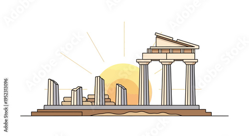 Ancient Greek Temple Architecture Columns.