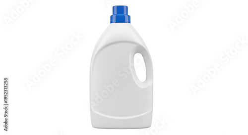 Obraz na płótnie White plastic laundry detergent bottle with a bright blue cap for household cleaning supplies use