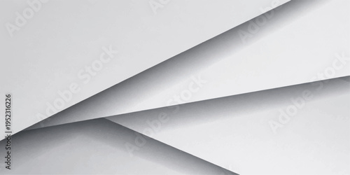 An abstract metal and white paper background features a 3d vector design with a curled page corner and light shadows on an empty blank sheet template for a business document or office wallpaper