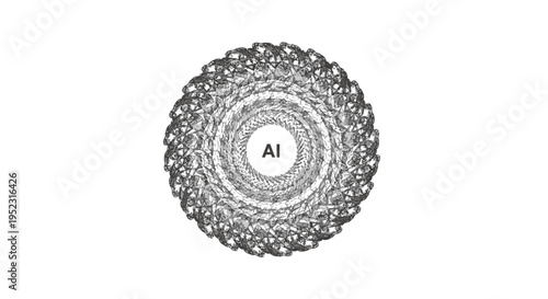 Abstract Circular Design with AI Core - Intricate Pattern