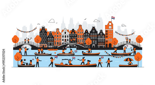 People Riding Bicycles Across Bridge Water.