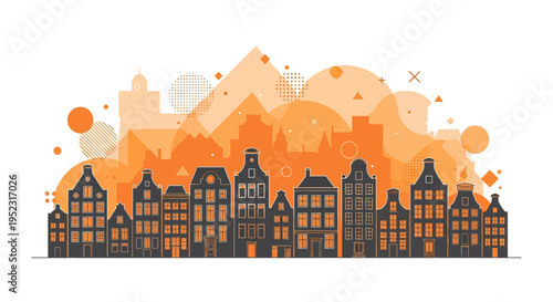 City skyline with modern buildings.