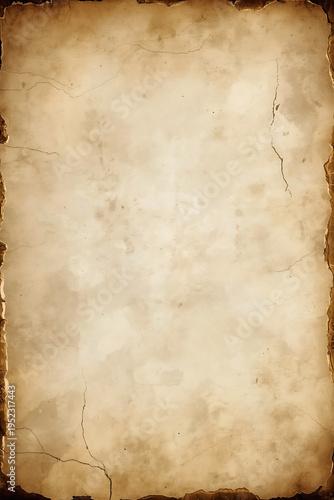 AI-Generated Vintage Aged Paper Texture with Cracks and Worn Edges – Antique Parchment Background