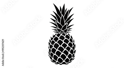 Pineapple silhouette vector illustration features a tropical fruit design.