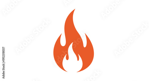 Stylized orange flame fire icon symbol on white background