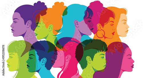 Diverse group of people represented in a colorful illustrative style