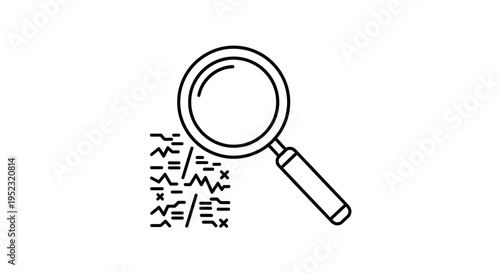 Magnifying glass with rays and lines.