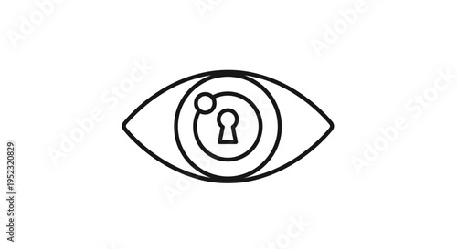 Eye with keyhole security lock inside.