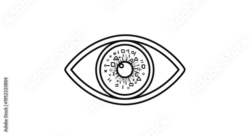 Eye with clock face inside iris.
