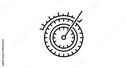 Black and white speedometer dial gauge.