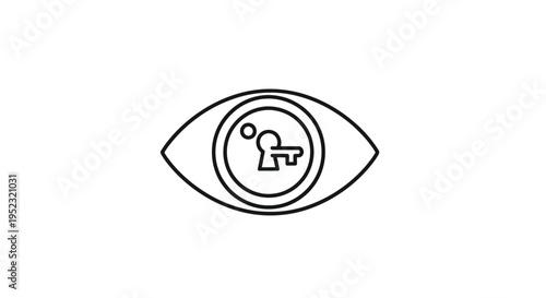 Eye with keyhole iris symbol icon.