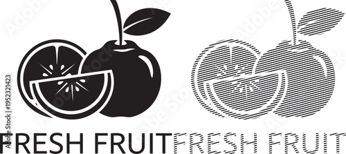 Fresh fruit logo featuring two stylized apples with a bold tagline underneath